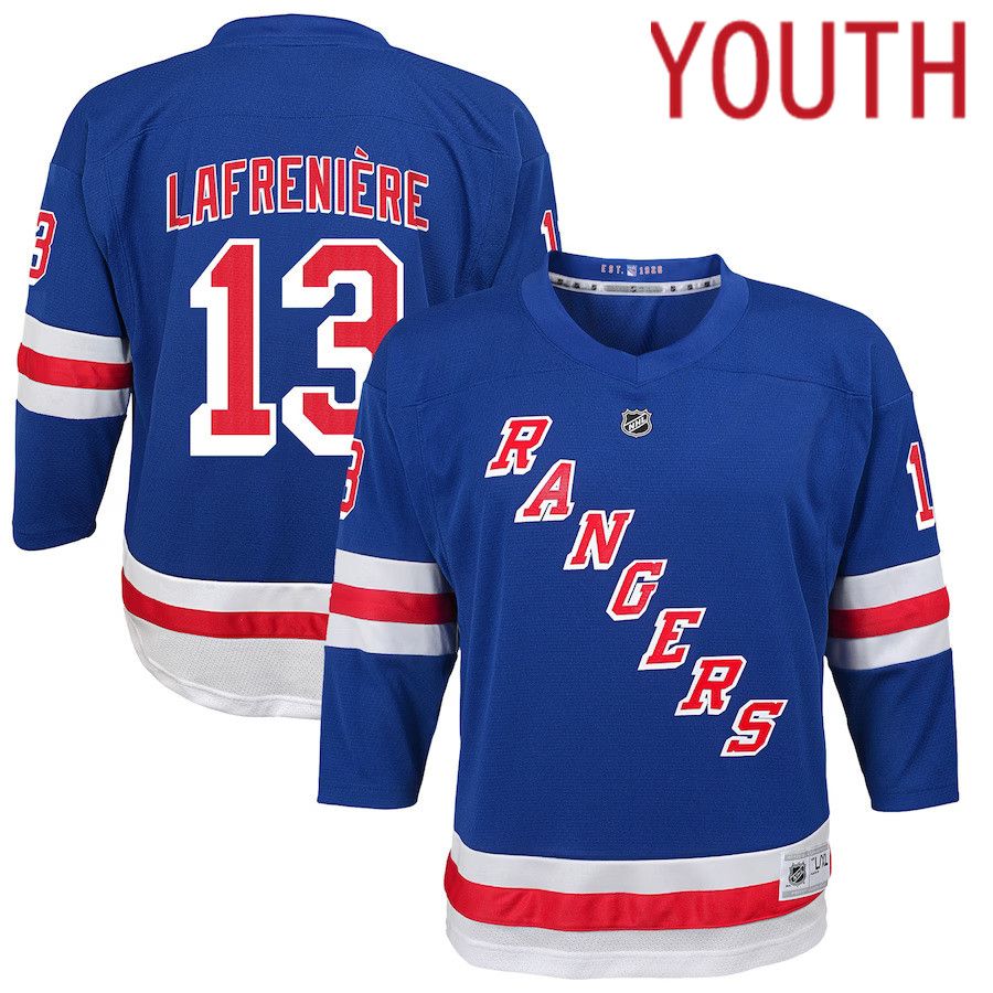 Youth New York Rangers 13 Alexis Lafreniere Blue Home Replica Player NHL Jersey
